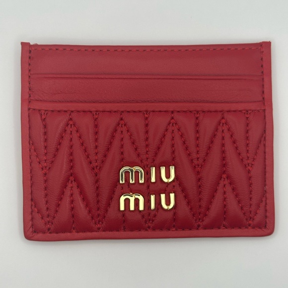 Miu Miu Red and Gold Card Holder with Box - Picture 3 of 4